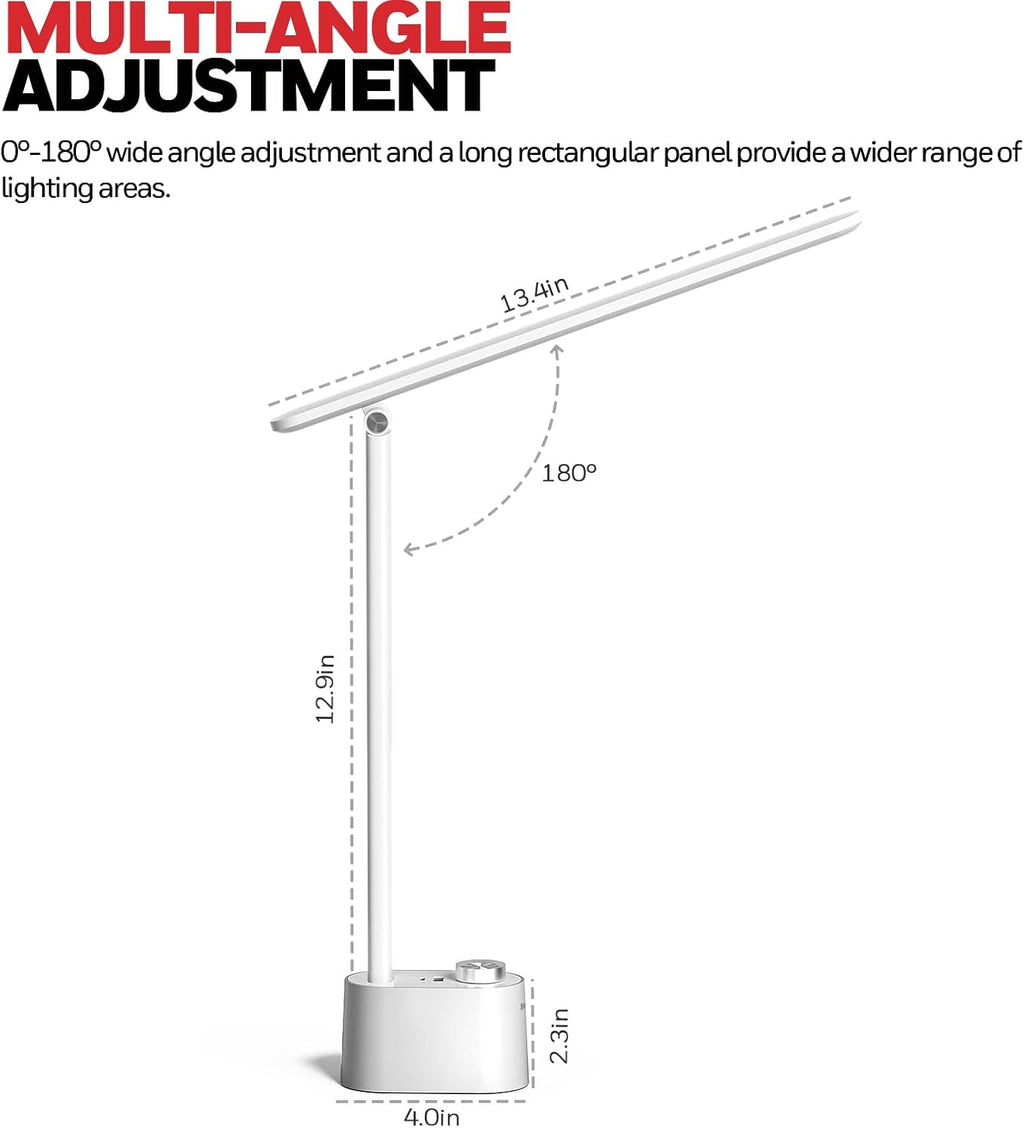 LED Desk Lamp with USB Charging Ports - Sunturalux™ HWT-H01 Stepless