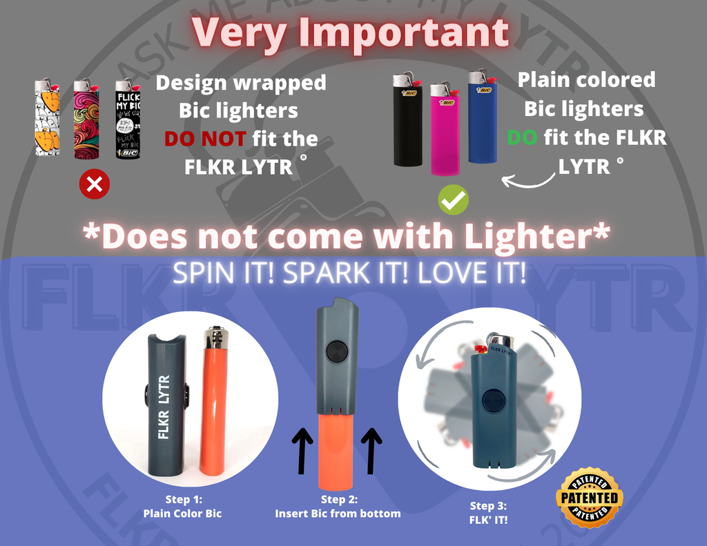 FLKR LYTR® Amazon Prime Fidget Spinner Lighter Case 4 pack for Bic Lighter® Case Pink Alien, Trippy, Large Mushroom Garden, So High