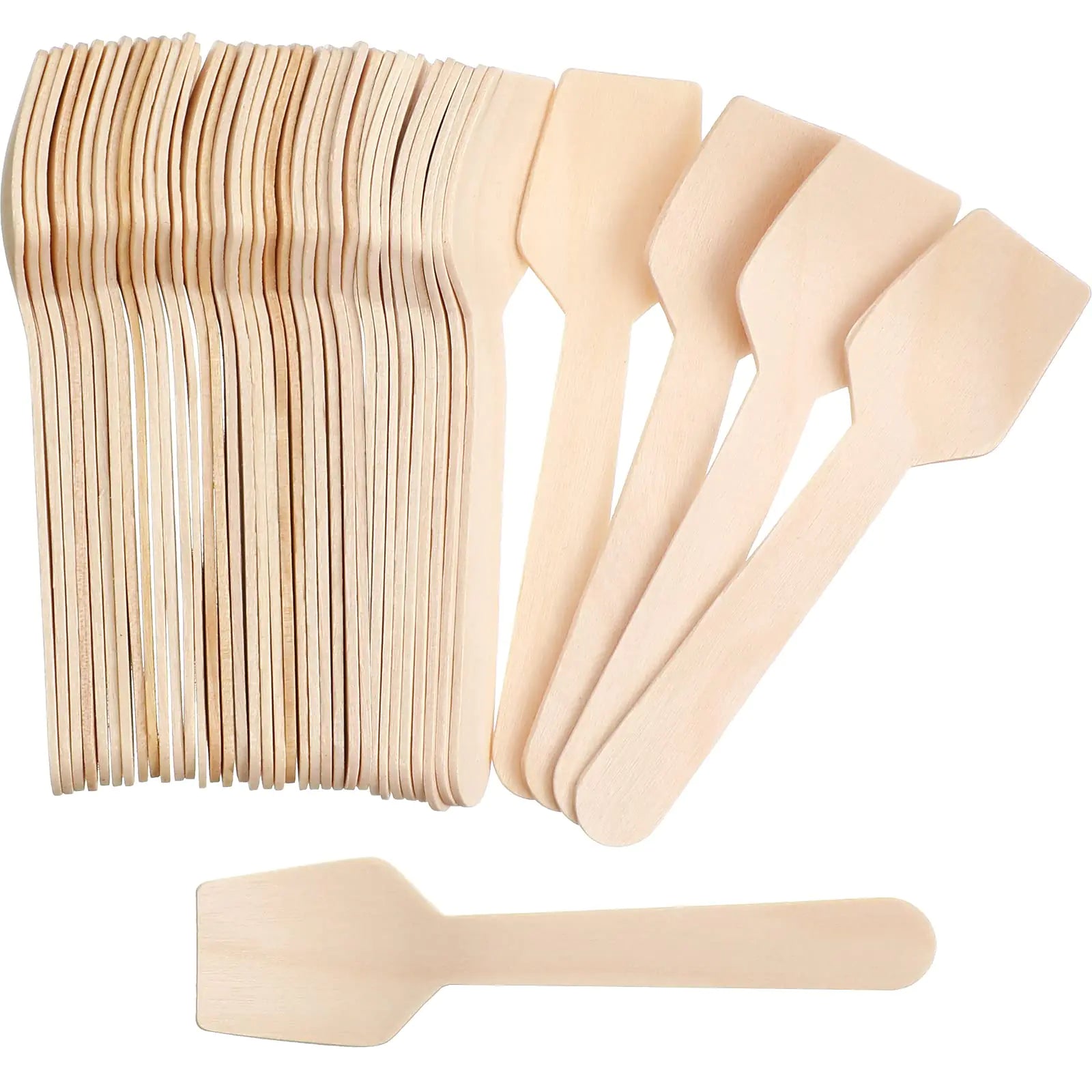 1000 Pack Mini Wooden Spoons Bulk Disposable Square End Tasting Spoons Mini Spoons Sampling Ice Cream Spoons for Tasting Yogurt Ice Cream Dessert