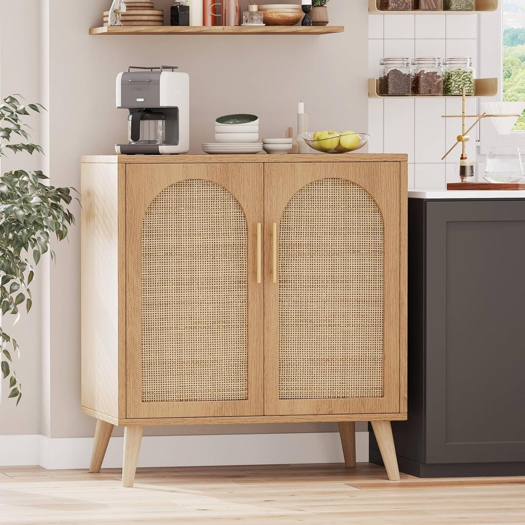 Natural Rattan Door Sideboard Buffet Cabinet