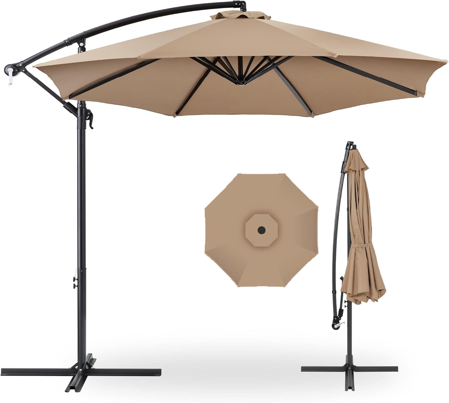 10Ft Offset Hanging Market Patio Umbrella W/Easy Tilt Adjustment,