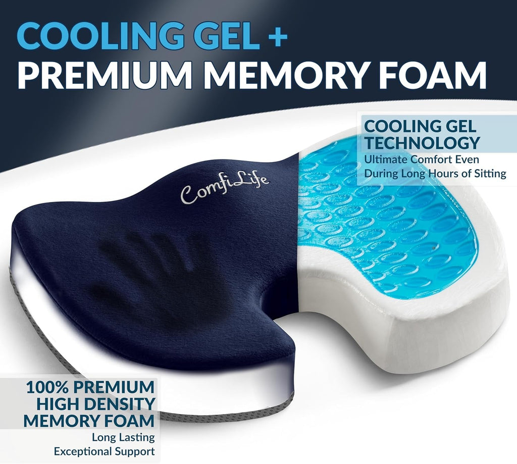 Gel Enhanced Seat Cushion – Office Chair Cushion – Non-Slip Gel &