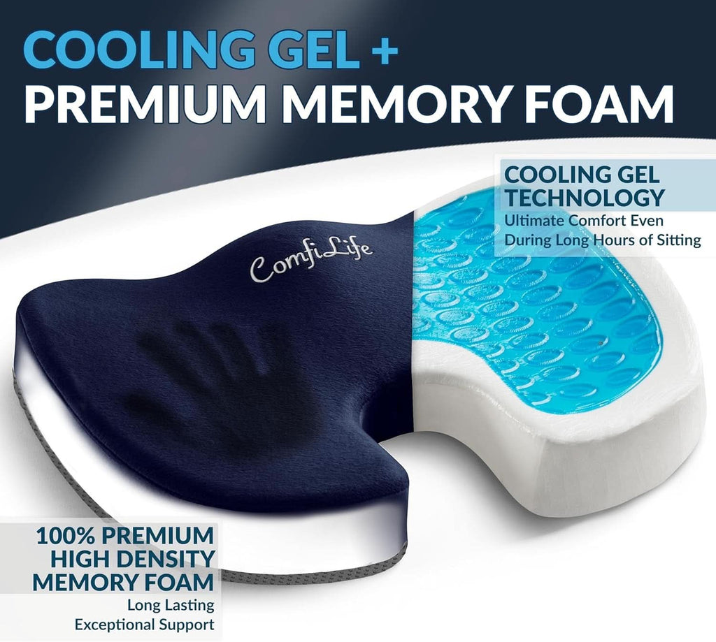 Gel Memory Foam Seat Cushion For Office Chair Navy-1