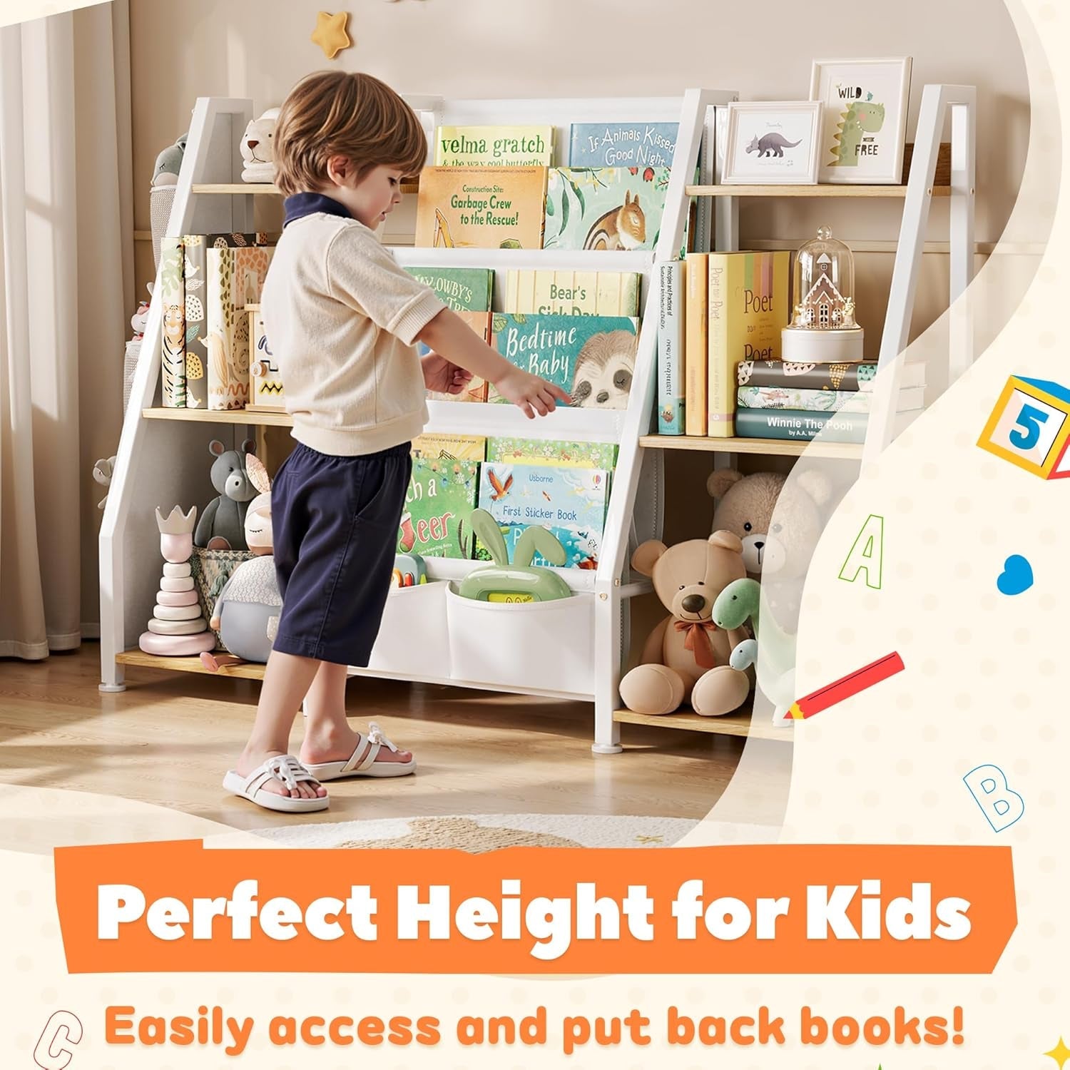 Kids Bookshelf and Toy Organizer: 3-Tier Book Shelf for Kids Room,