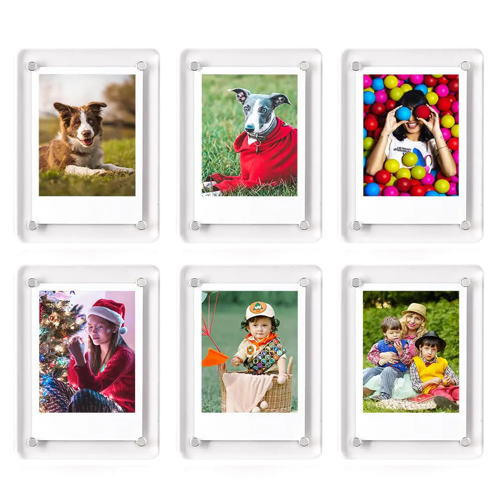 LIANHELILAI Acrylic Fridge Magnetic Picture Frames 3x5 Inch Magnetic Clear Photo Frames Frameless Double Sided Display Picture Frame for Refrigerator/Locker/Wall 6 Pack