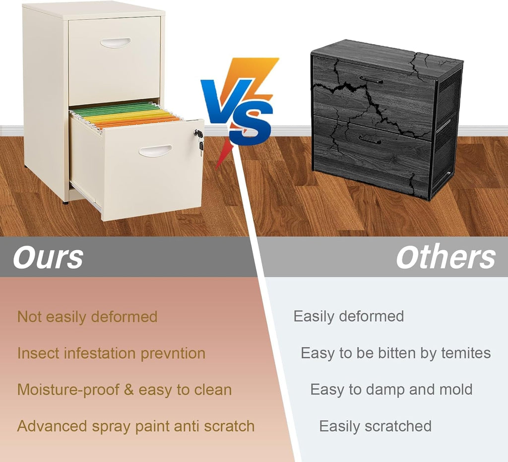 Metal 2 Drawer File Cabinet, Vertical File Cabinet with Lock, Filing