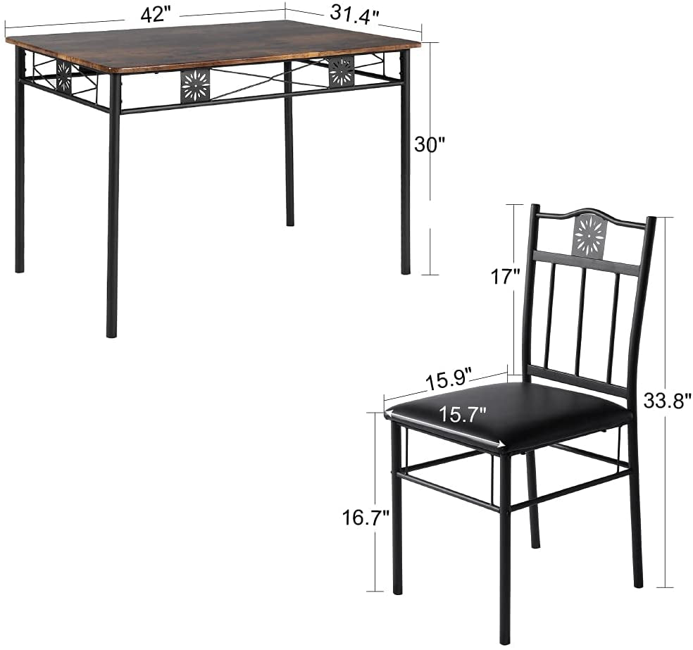 Dining Table Set For 4 With Wood Top Table And Stowable Chairs In