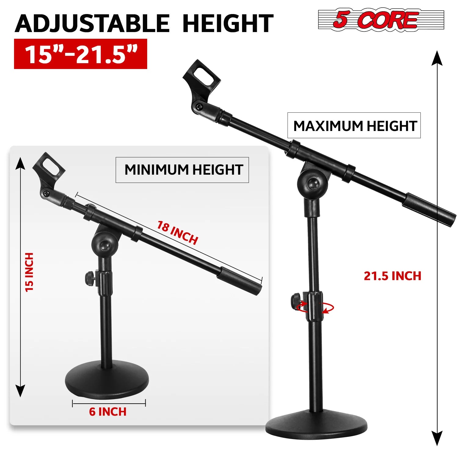 5Core round Base Desktop Mic Stand Universal Desk Microphone Holder