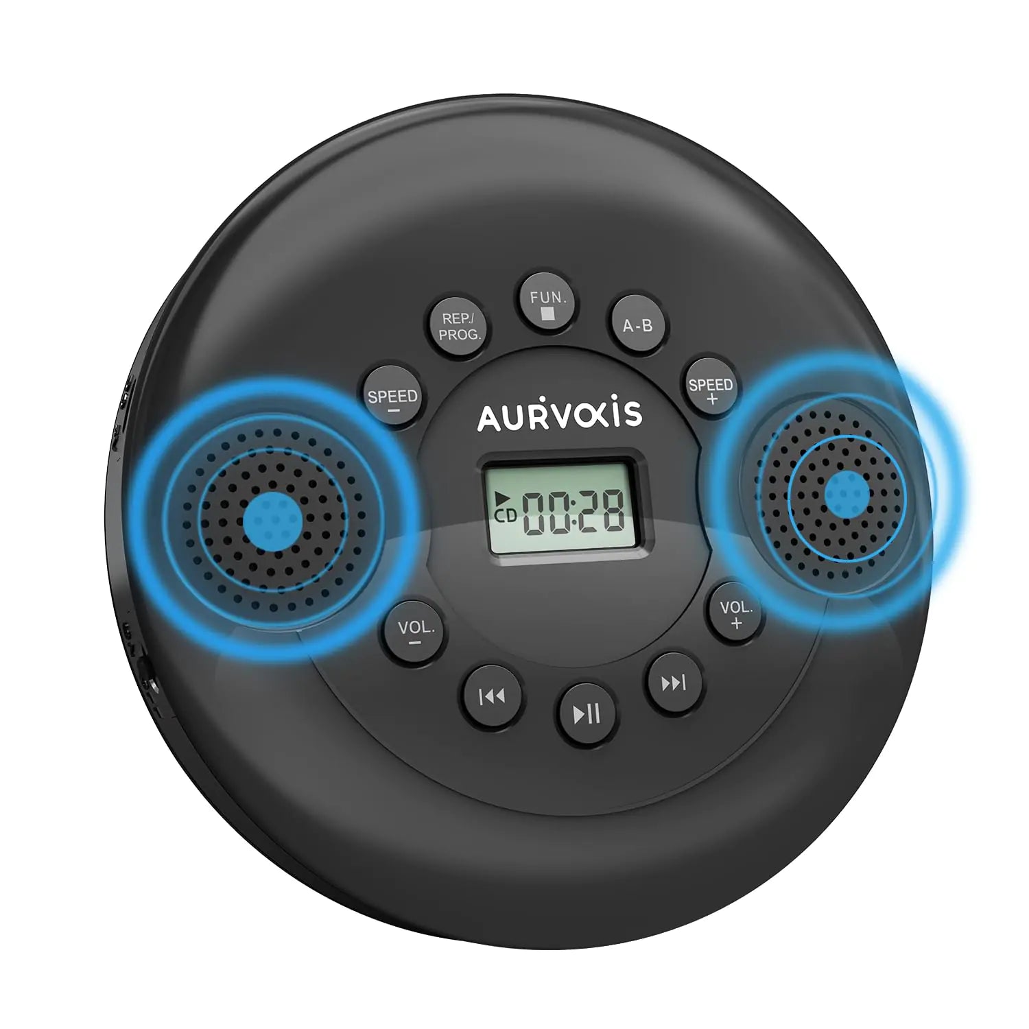 Portable CD Player with Bluetooth Dual Speakers Mini Boombox Rich Sound Quality Easy Bluetooth Connectivity Rechargeable Anti-Skip AUX Cable for Car & Home Headphone Aurivoxis TravelTone