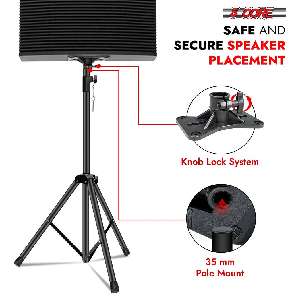 5 Core Speaker Stand Tripod Heavy Duty Adjustable Up to 72 Inch DJ