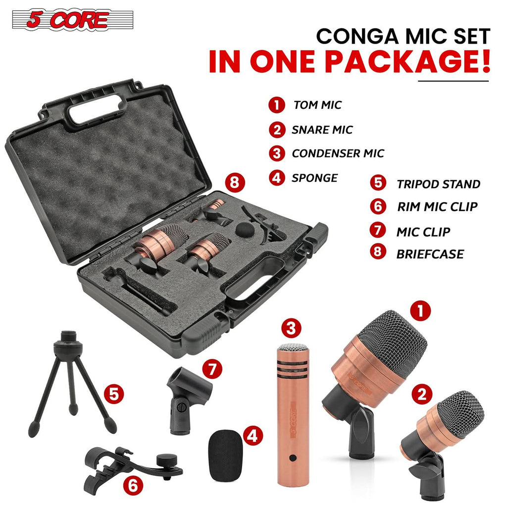 5Core Conga Mic Snare Tom Microphone Drum Kit Condenser XLR Instrument
