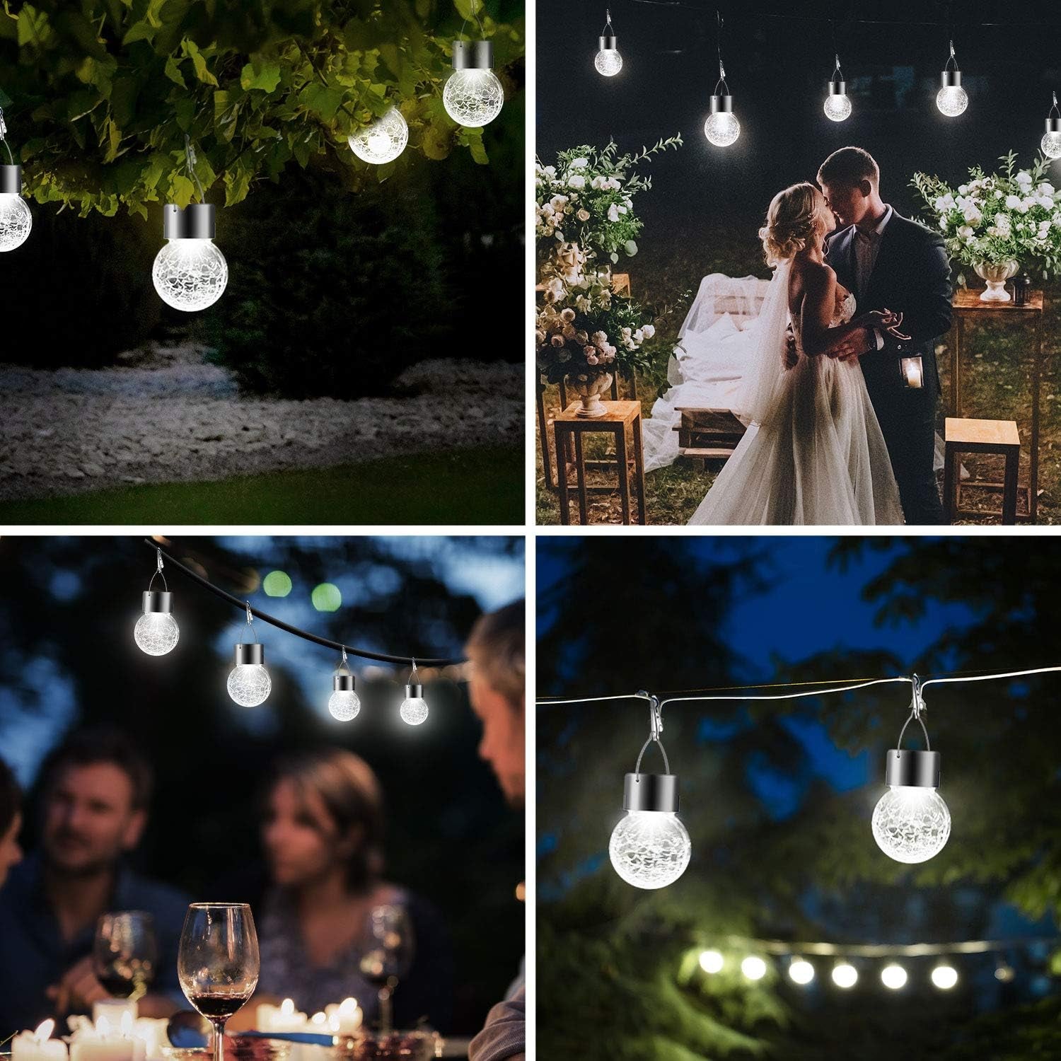 Solar Lights Outdoor Hanging Decorative Globe 24 Pack, Waterproof