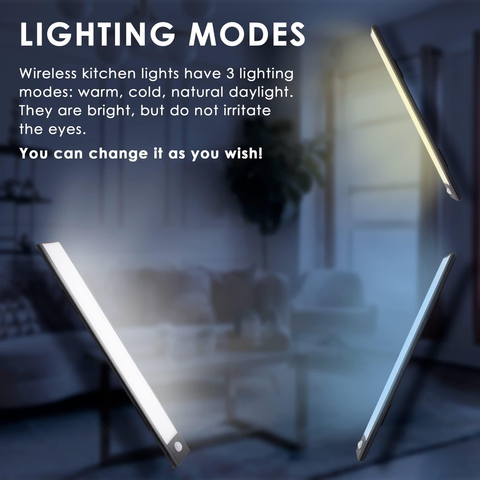 AMIFF LED Motion Sensor Cabinet Light 12 x 1.6 x 0.35 Pack of 2 Black