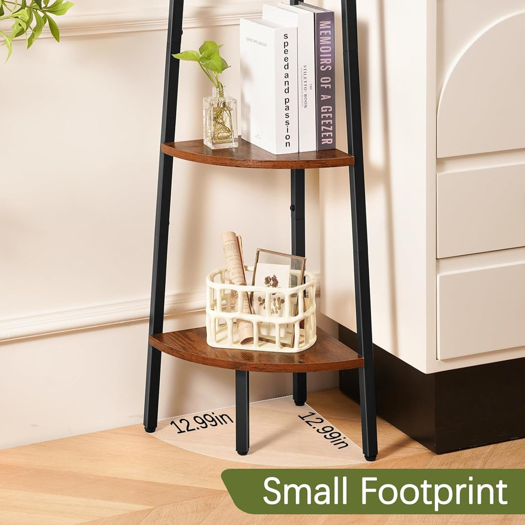 Corner Shelf Stand, 5-Tier Corner Bookshelf with LED Light Corner