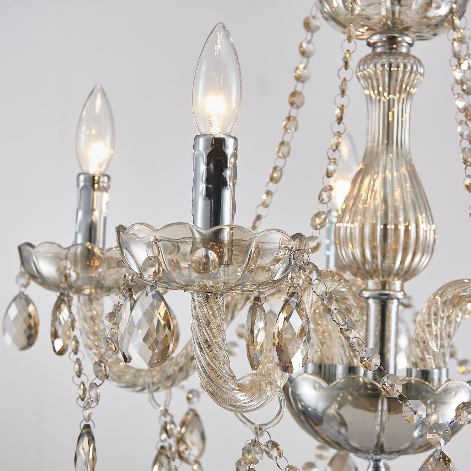 Champagne Crystal Chandelier 5 Light Modern Bedroom
