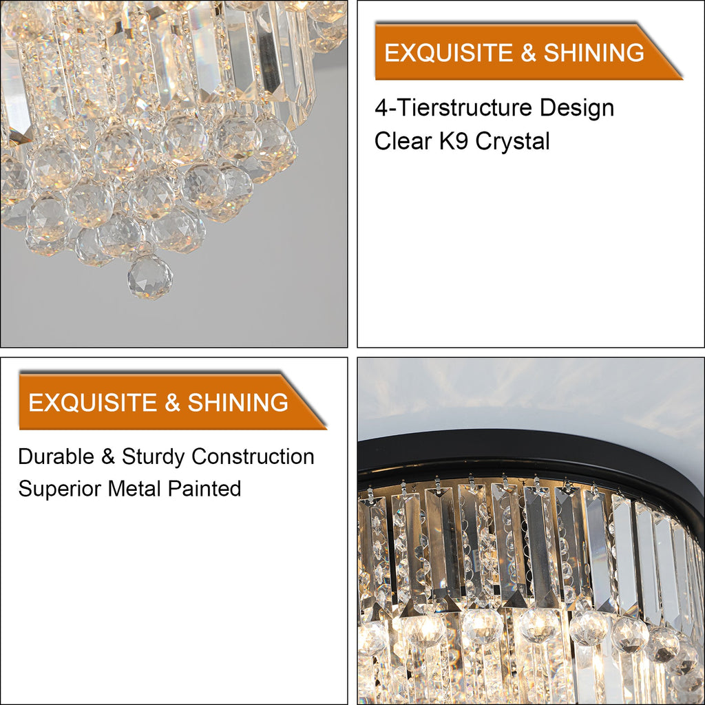 Black luxury modern style crystal lights, large ceiling chandeliers,