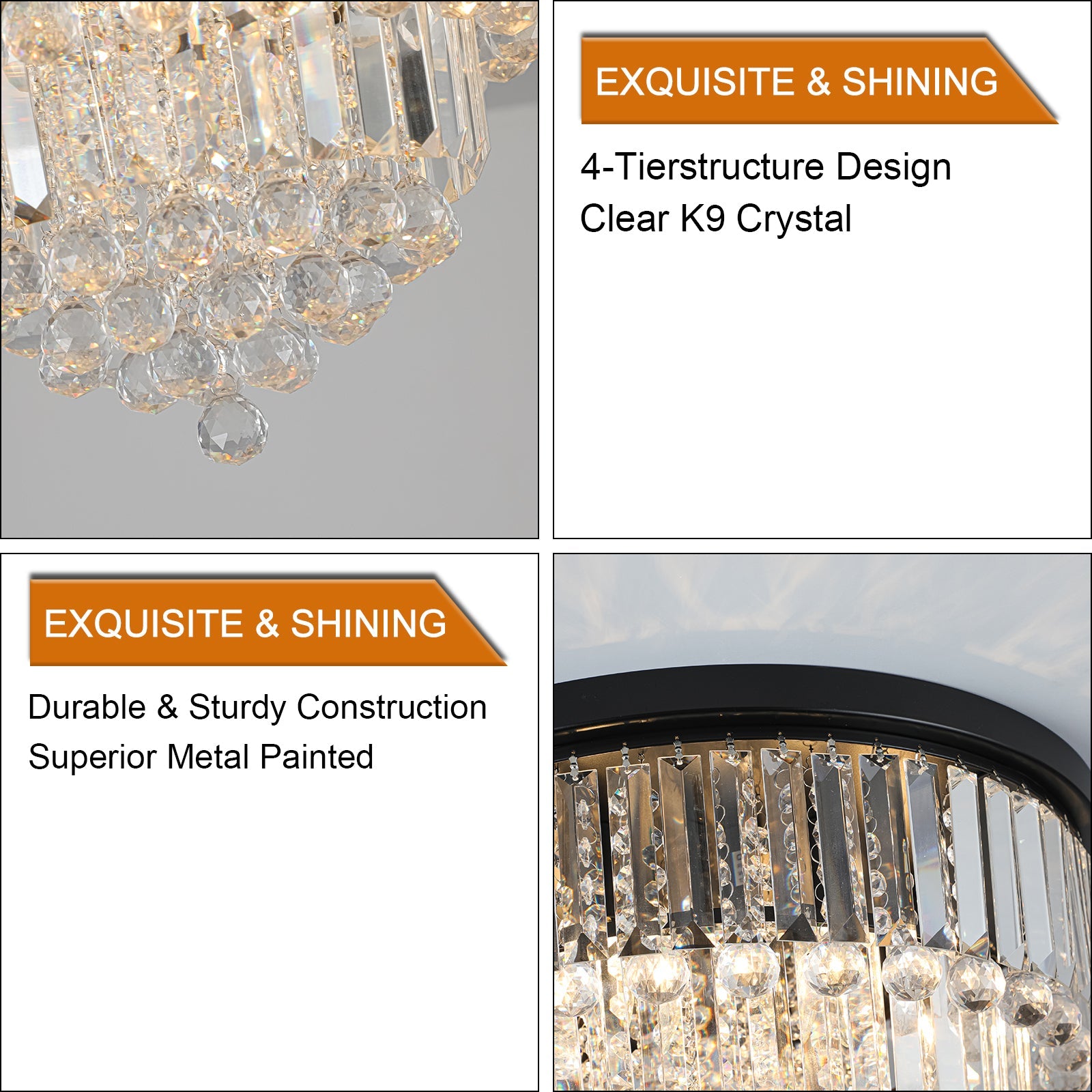 Black luxury modern style crystal lights, large ceiling chandeliers,
