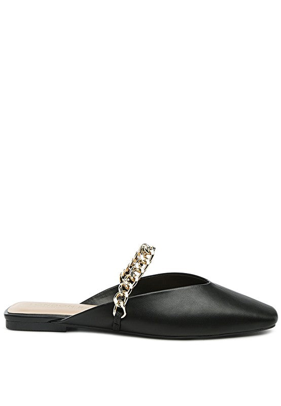 CATCH BLING CHAIN STRAP FLAT SHOES