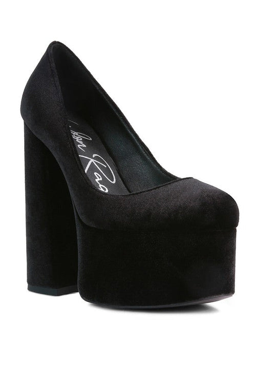 Old Novelty Platform Heel Velvet Pumps