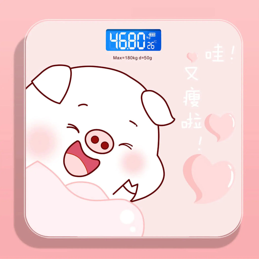 Scale for Body Weight Smart Scale for Body Weight Accurate Measurement Tempered Glass Digital Bathroom Scale Weight Scale for Home(Sticker Pink Pig)