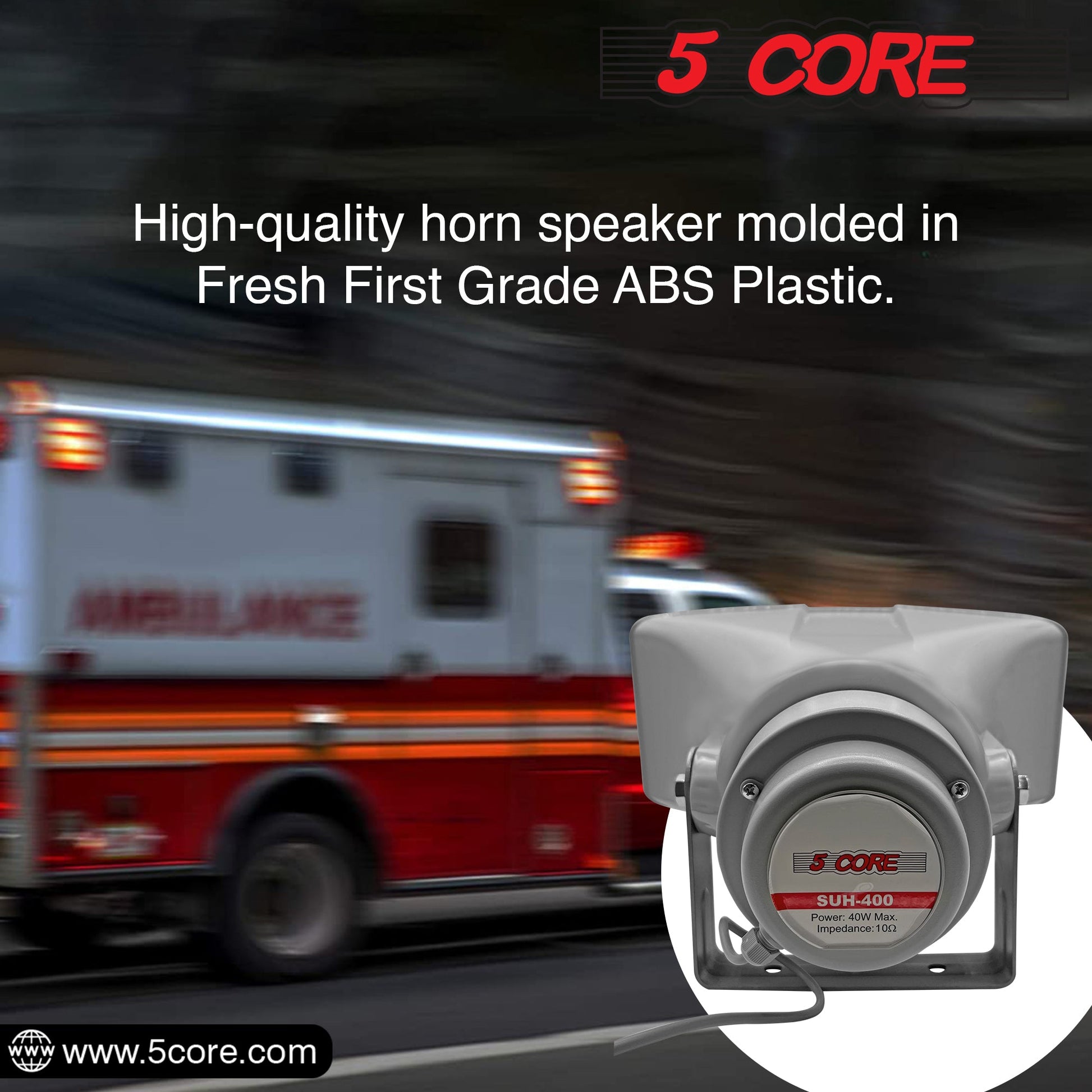 5 Core PA Horn Speaker Outdoor 8x16" Siren Loudspeaker 40W RMS Loud
