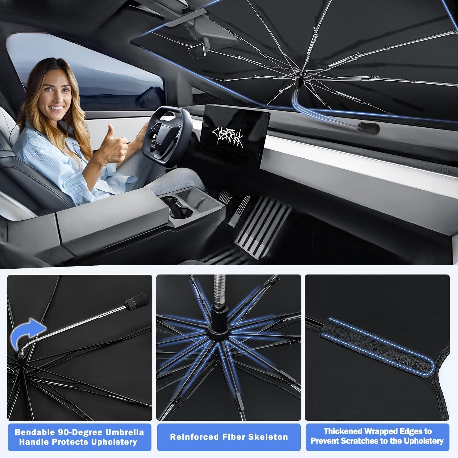 Tesla Cybertruck Sunshade Umbrella 2024-25 Blackout UV