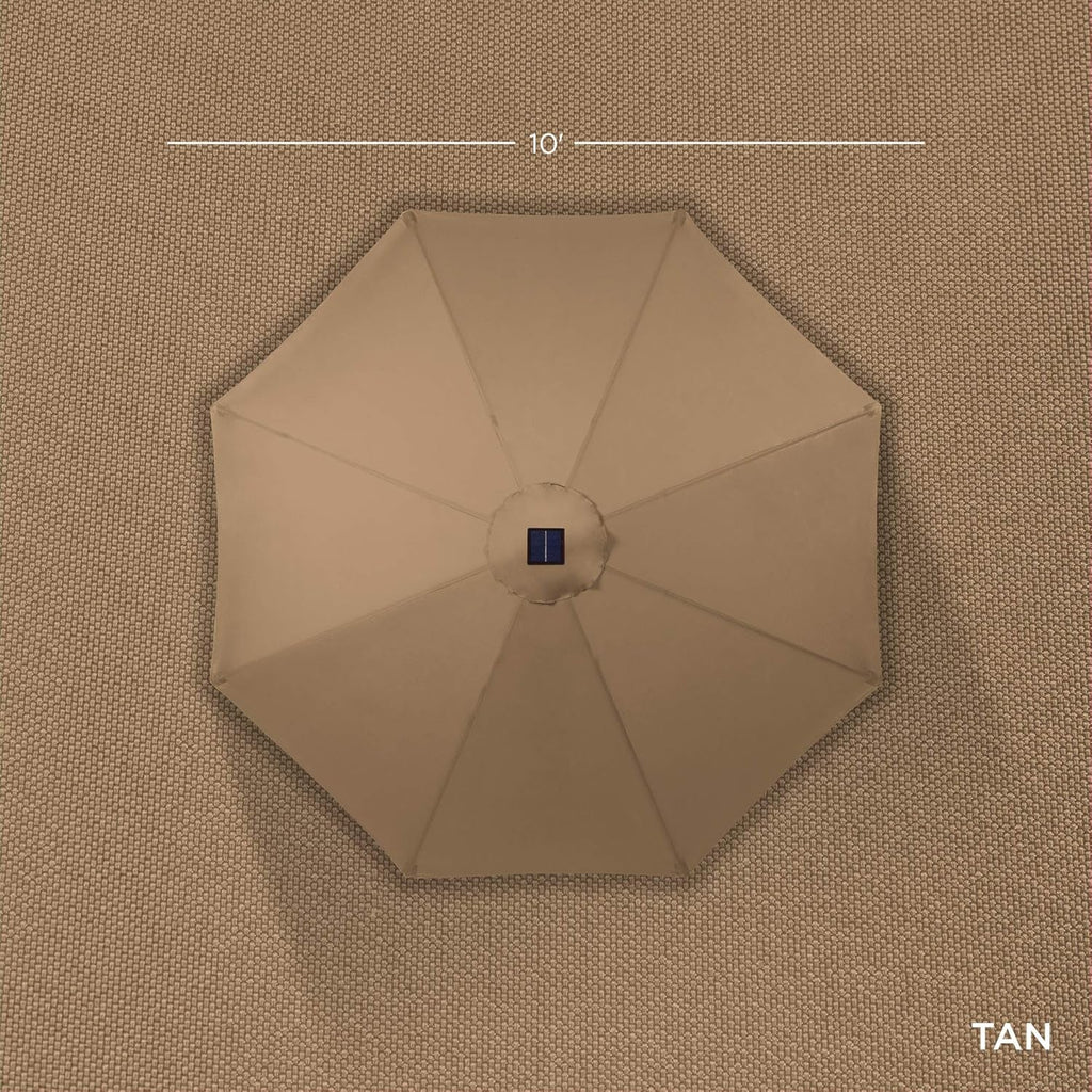10Ft Solar Polyester LED Lighted Patio Umbrella W/Tilt Adjustment and