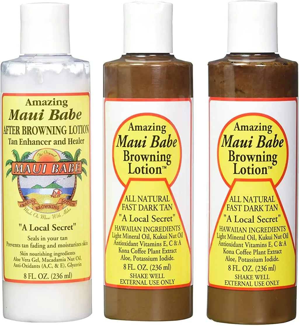 Maui Babe Tanning Pack (2 Browning Lotions 8 oz 1 After Browning Lotion 8 oz) (Pack of 3)