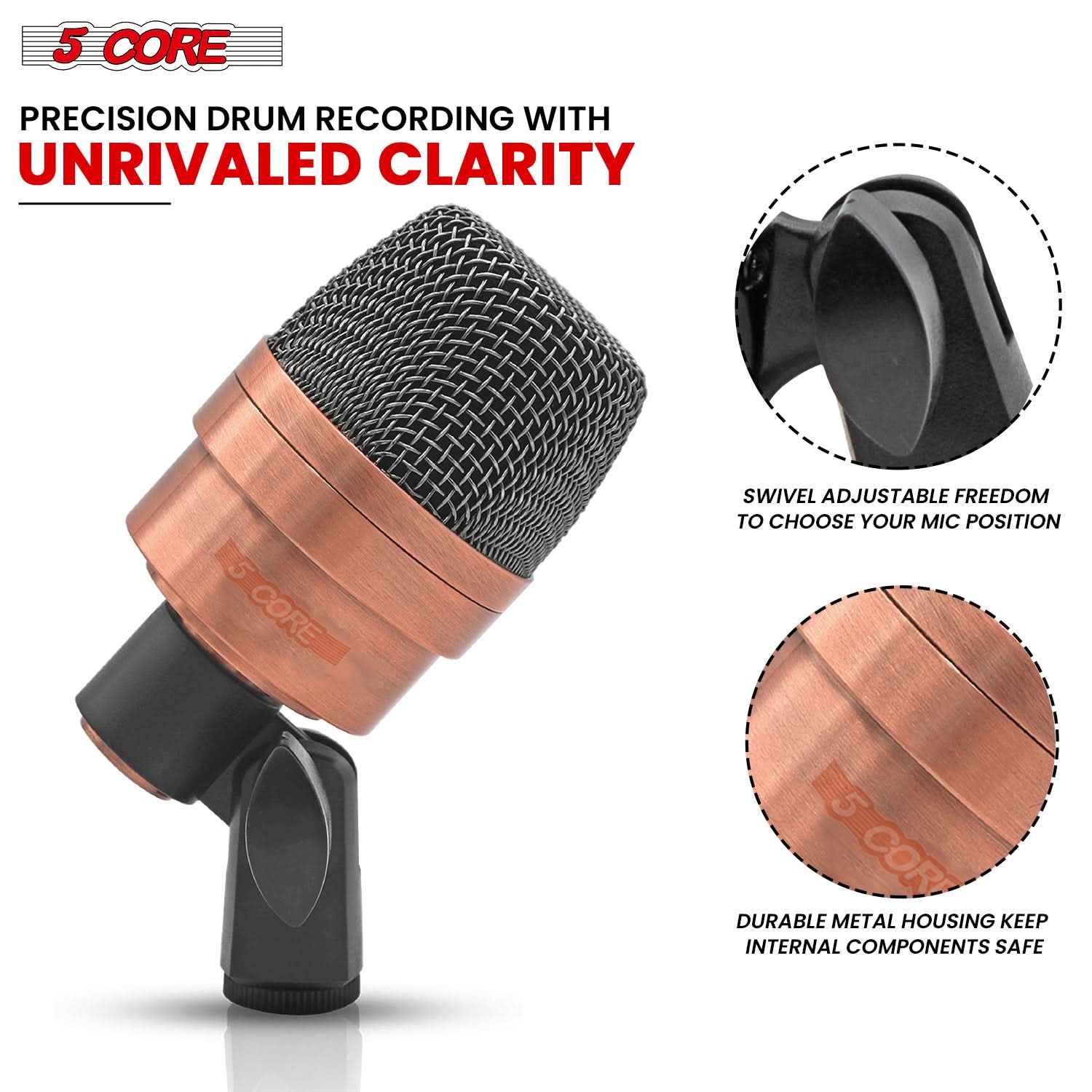 5Core Conga Mic Snare Tom Microphone Drum Kit Condenser XLR Instrument