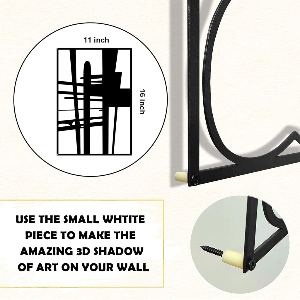 Black Abstract Metal Wall Art: Minimalist 4-Pack Decor