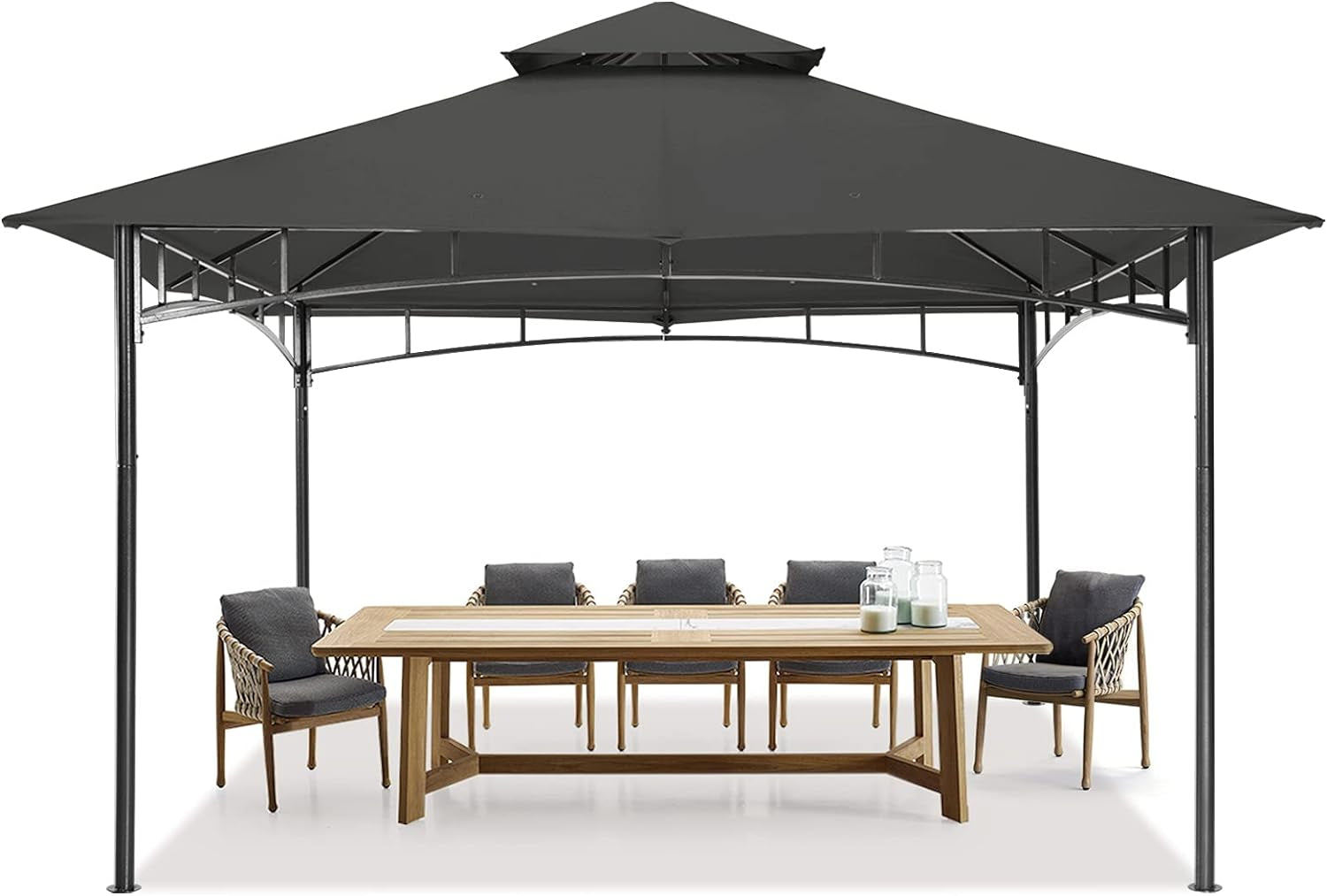 11x11 Dark Gray Gazebo For Patios Durable Steel Frame