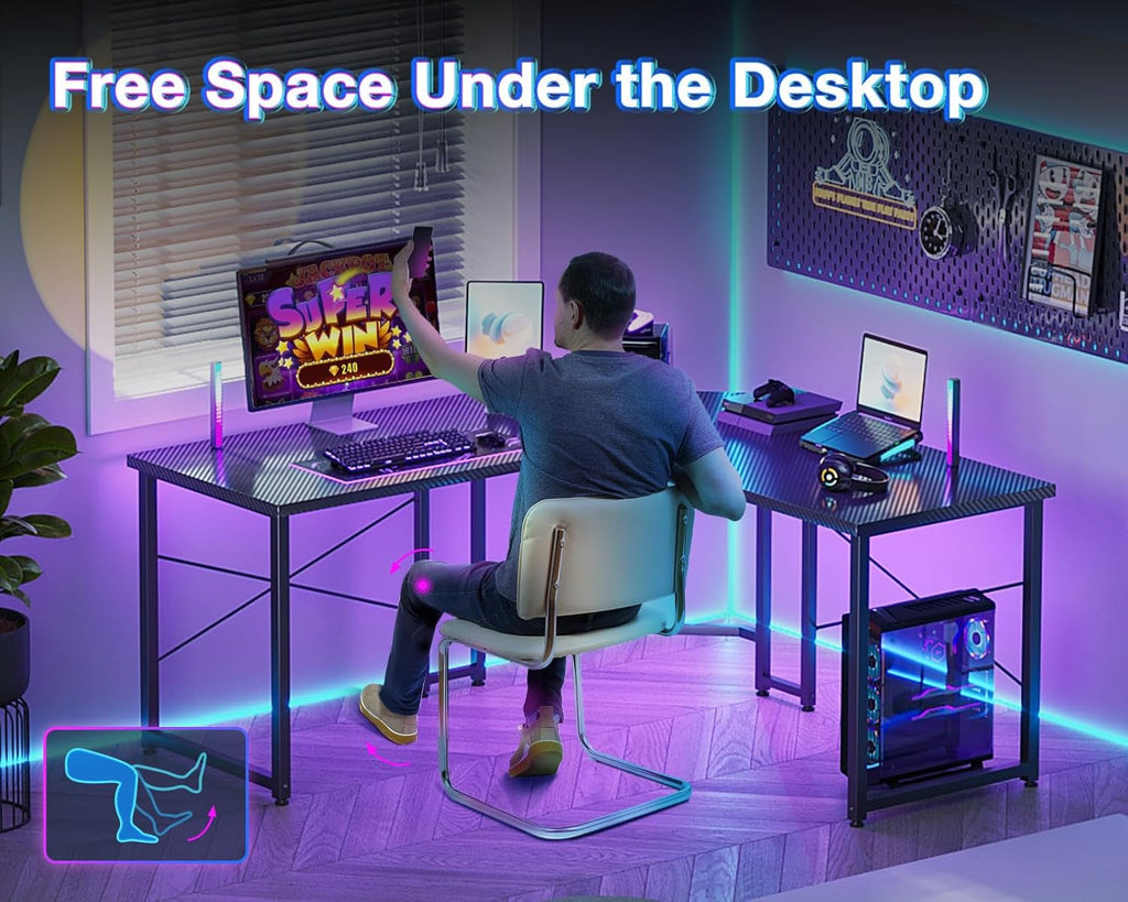 L Shaped Gaming Desk, Corner Desk Gaming Table for Home Office,