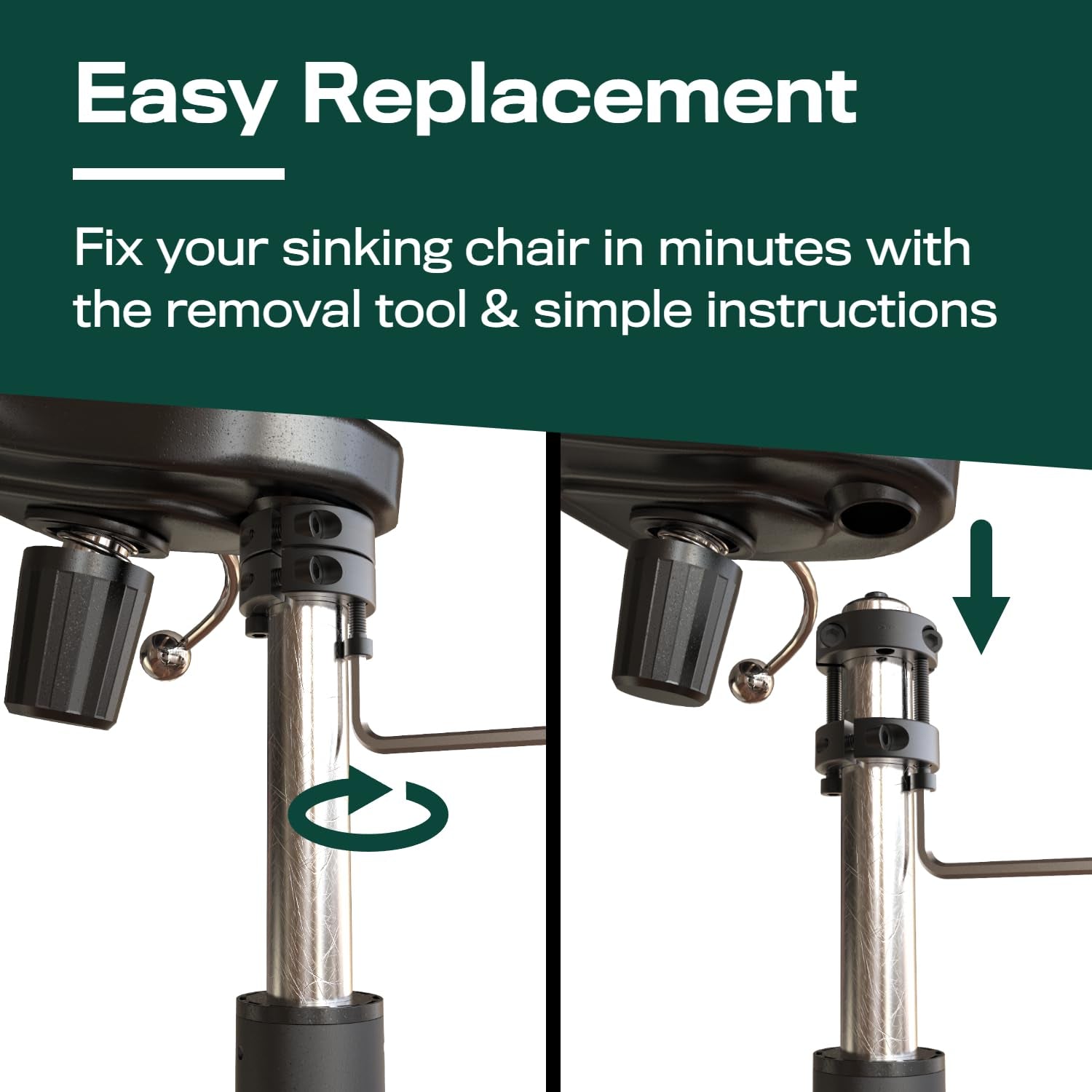 Office Chair Cylinder Replacement with Removal Tool (As Seen on PBS) -