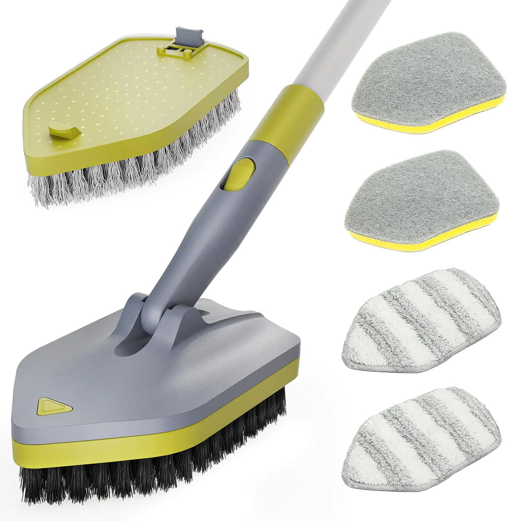 Jetshine 4 in 1Tile Tub Scrubber Brush | 62.2" Extendable Long Handle-Shower Cleaning Brush No Scratch Shower Scrubber for Cleaning Bathroom Kitchen Toilet WallBathtubSinkGrey