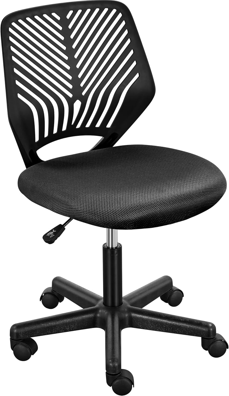 Students Cute Desk Chair Low-Back Armless Study Chair W/Lumbar Support