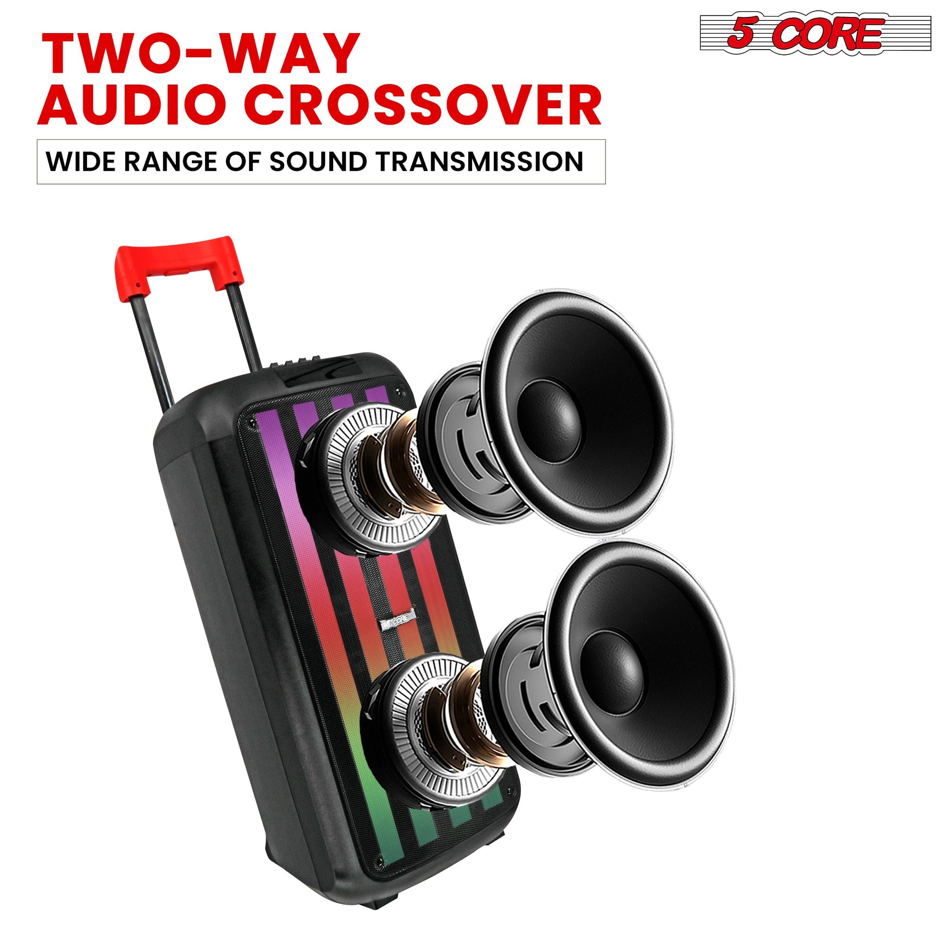 5Core Bluetooth Party Speaker 8 inch PA RGB Partybox Karaoke Machine +