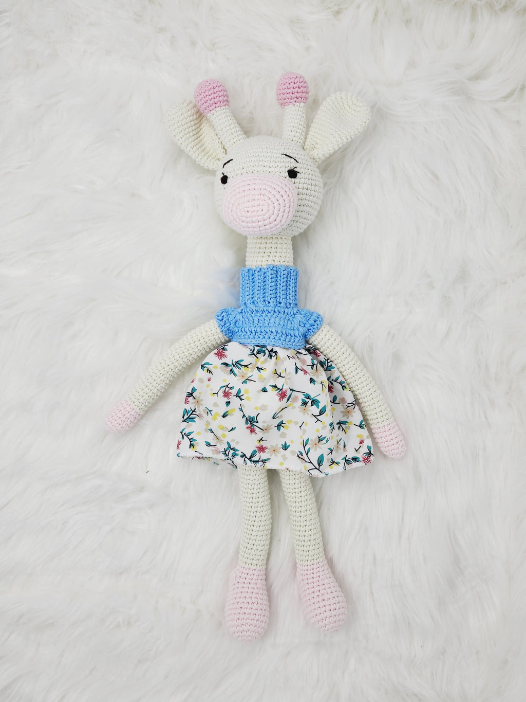 Crochet Giraffe Stuff Animal Toy Large Girl Doll in Dress, Amigurimi