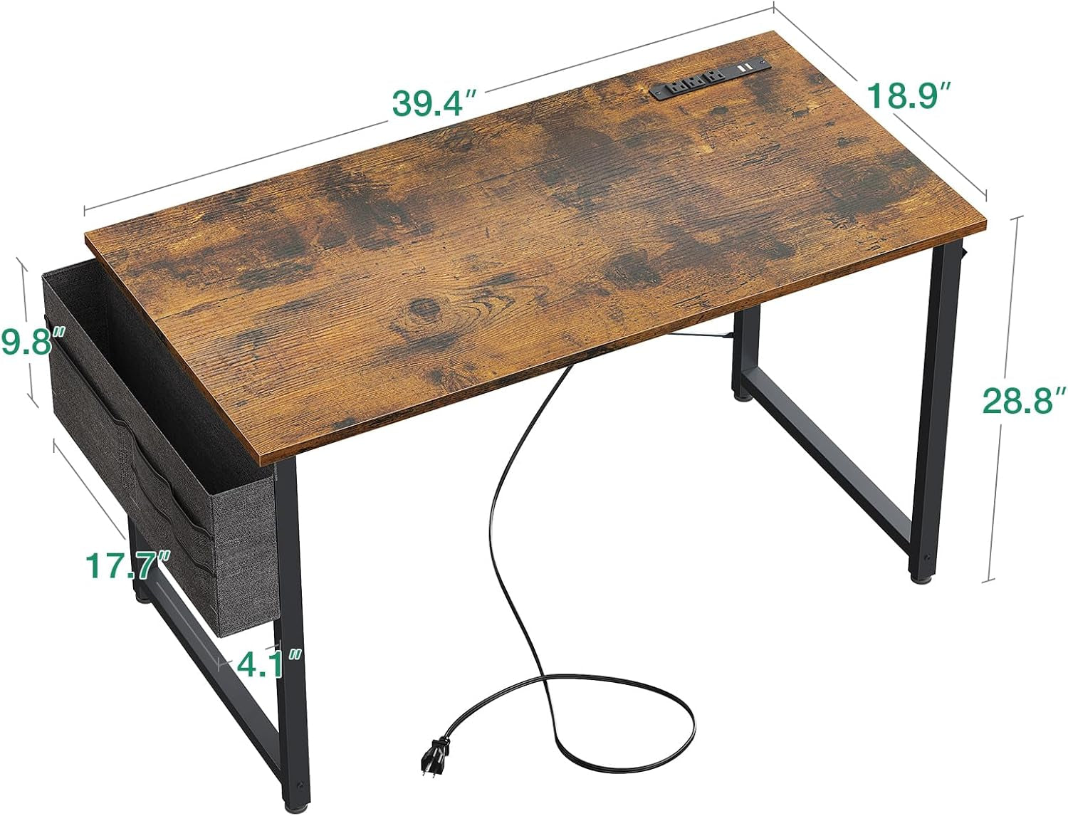 Small Desk with Power Outlets and USB Port Computer Desk for Home