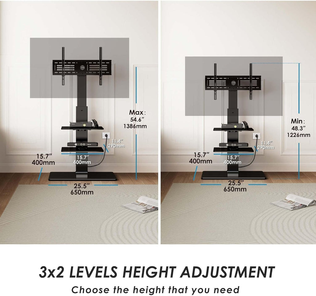 Floor TV Stand with Power Strip for Tvs 32-75 Inch Tvs, Universal TV