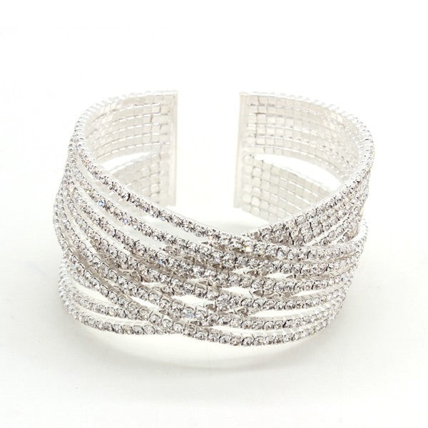 CHUNKY RHINESTONE CRISS CROSS BRACELET