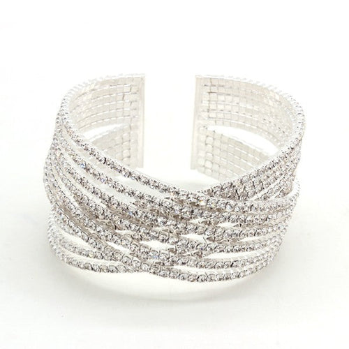 CHUNKY RHINESTONE CRISS CROSS BRACELET
