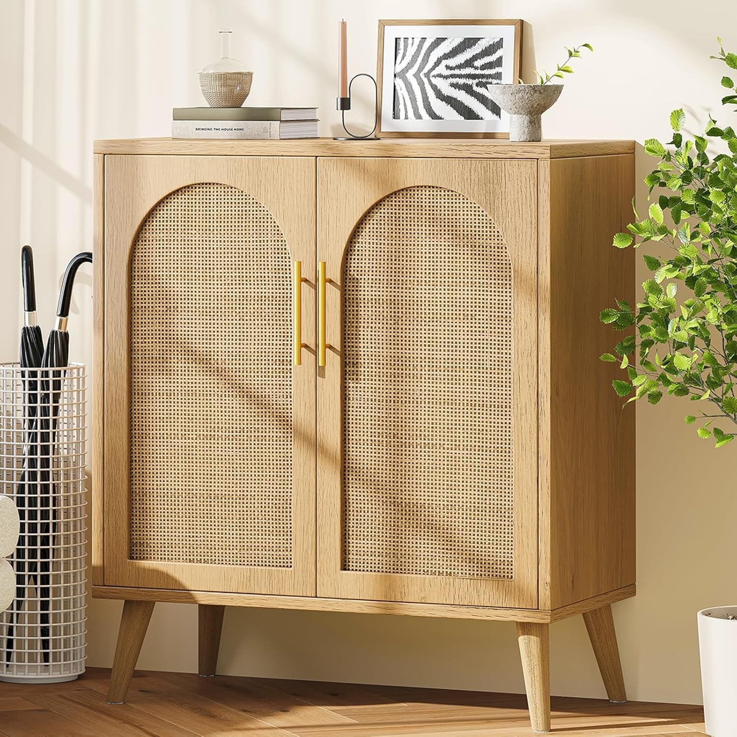 Natural Rattan Door Sideboard Buffet Cabinet