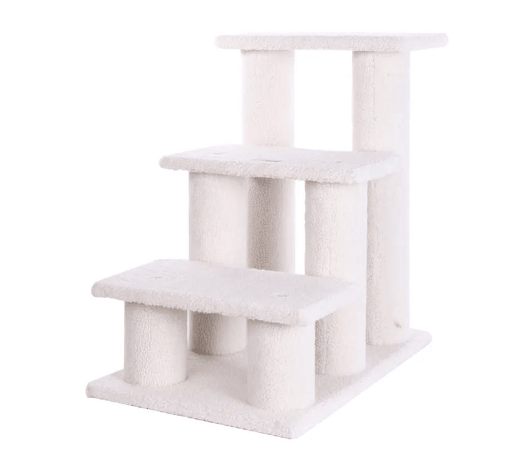 Real Wood 3-Step Pet Stairs Ramp for Dogs and Cats - 25 Inch Climber