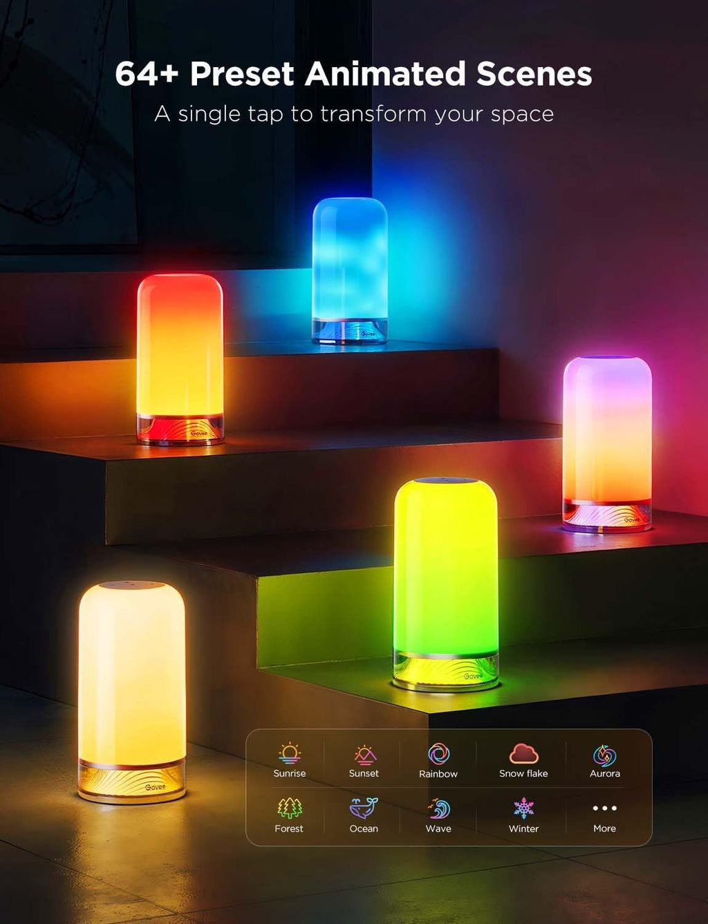 RGBIC Smart Table Lamp 2, Touch Bedside Small Table Lamp Work with