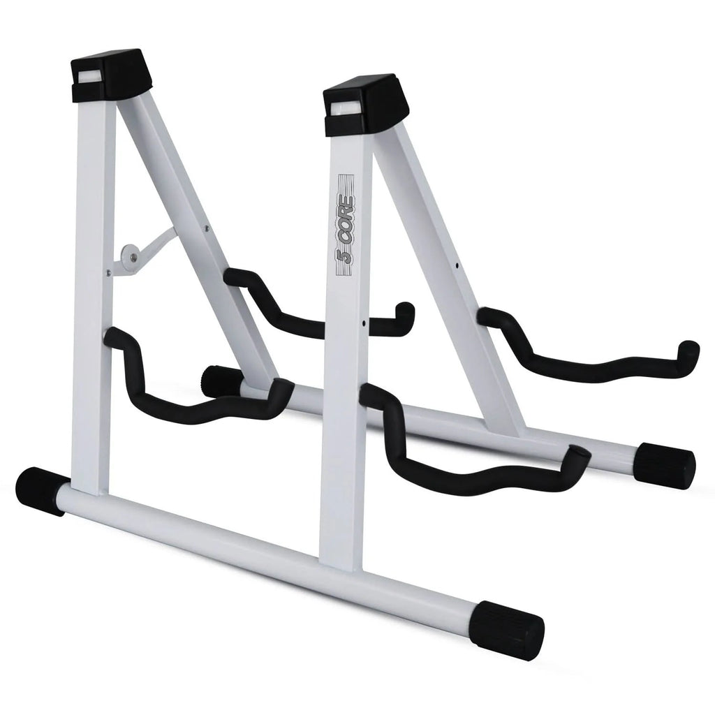 5Core Double Guitar Stand Floor Adjustable a Frame Folding Acoustic