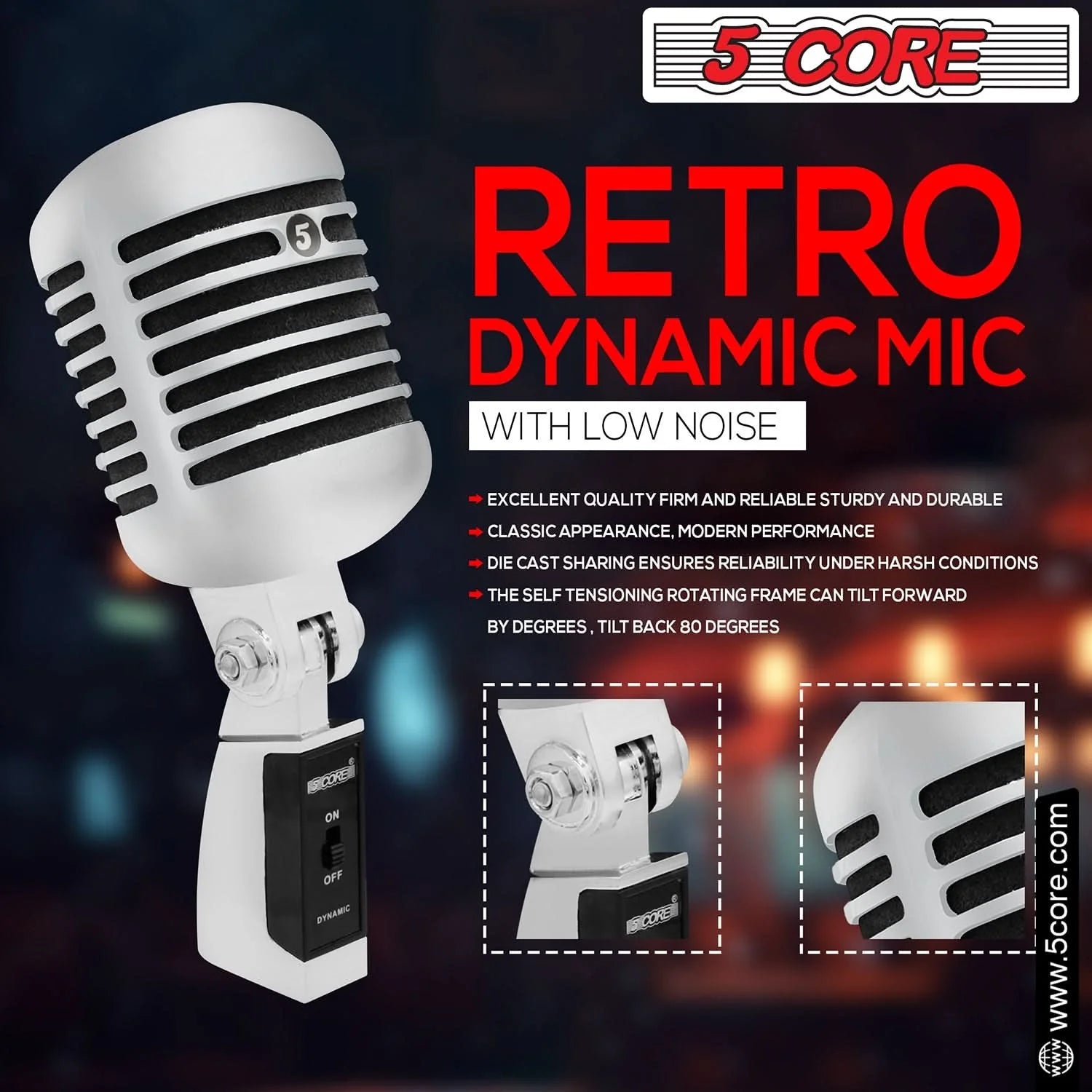 5Core Vintage Microphone Classic Dynamic Professional XLR Studio Retro