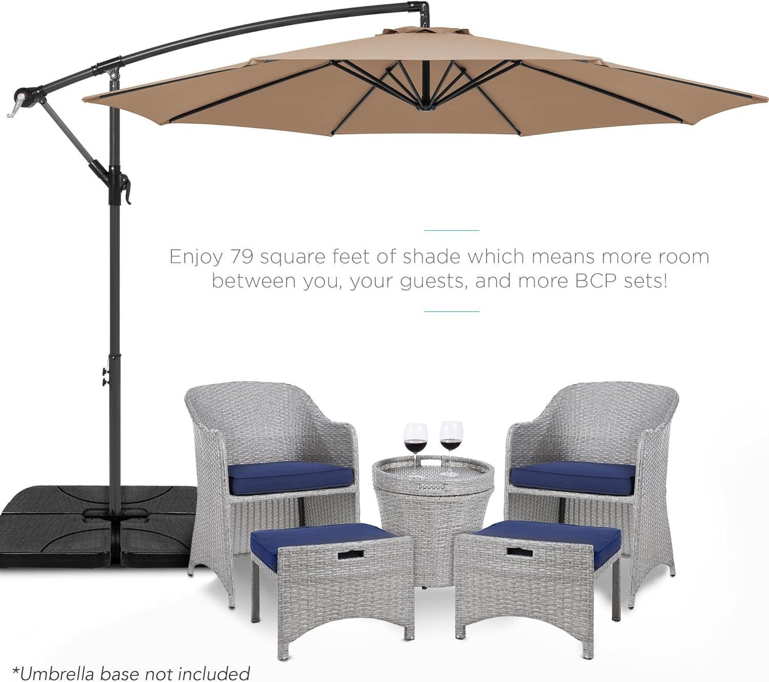 10Ft Offset Hanging Market Patio Umbrella W/Easy Tilt Adjustment,