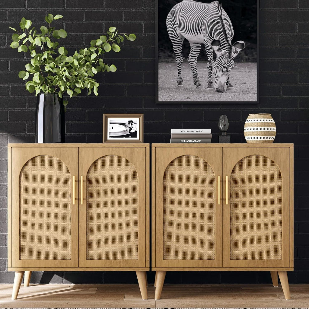 Natural Rattan Door Sideboard Buffet Cabinet