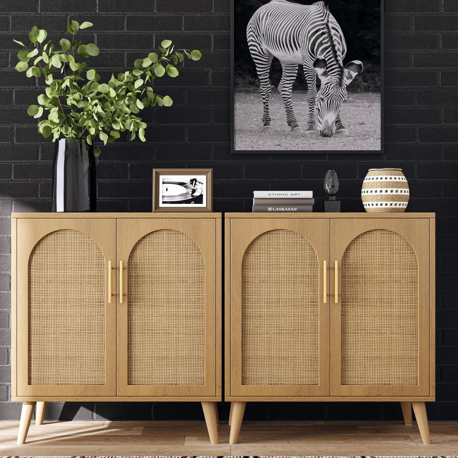 Natural Rattan Door Sideboard Buffet Cabinet