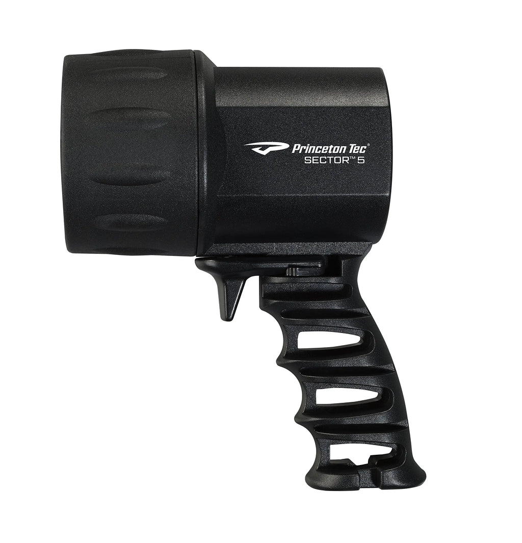 Princeton Tec Sector 5 LED Scuba Dive Spotlight IPX8 Water Resistance Powerful 550 Lumen Beam with Pistol Grip for Outdoor Exploration or Under Water Sports 24 Hour Life Black